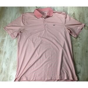 Vineyard Vines Pink Striped Collar Shirt Golf Business Casual Beachy Men's Med